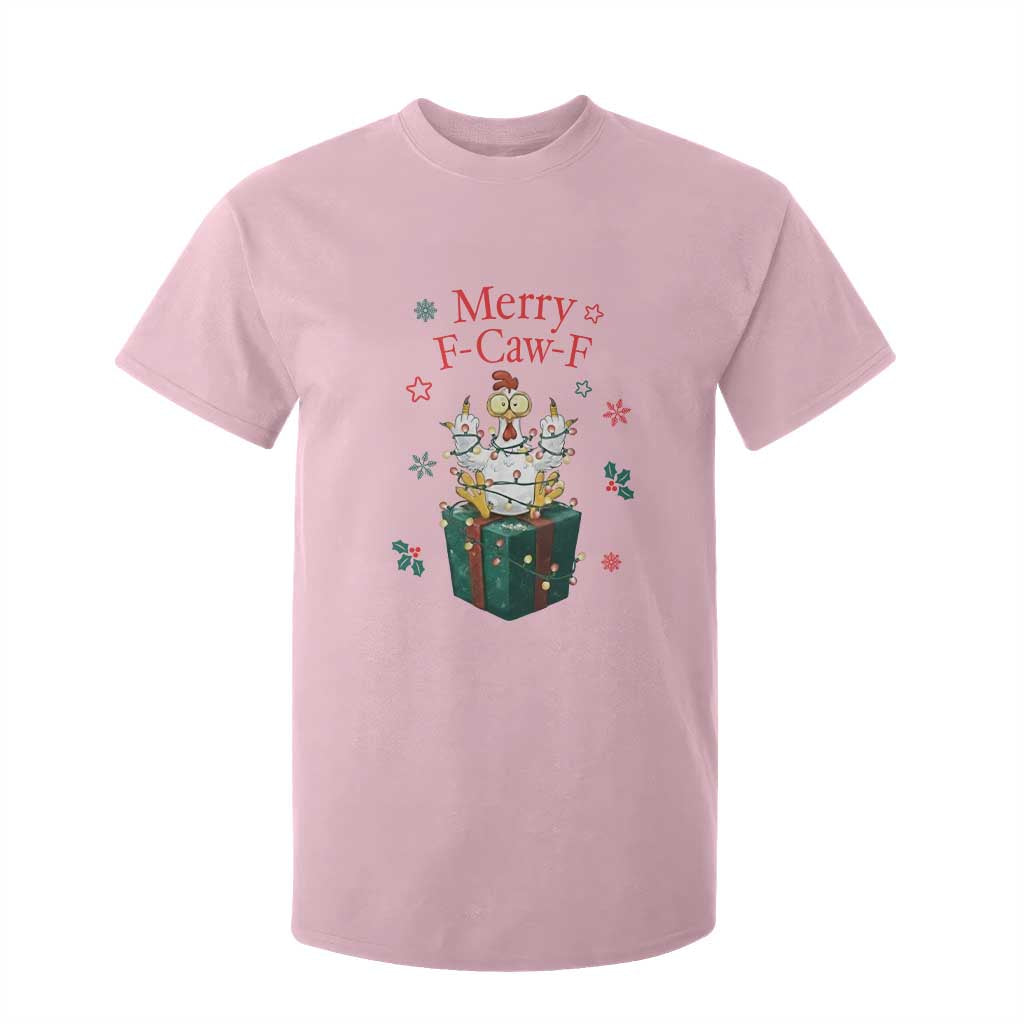 Merry F-Caw-F Chicken T Shirt For Kid Funny Christmas Gift TS12 Light Pink Print Your Wear