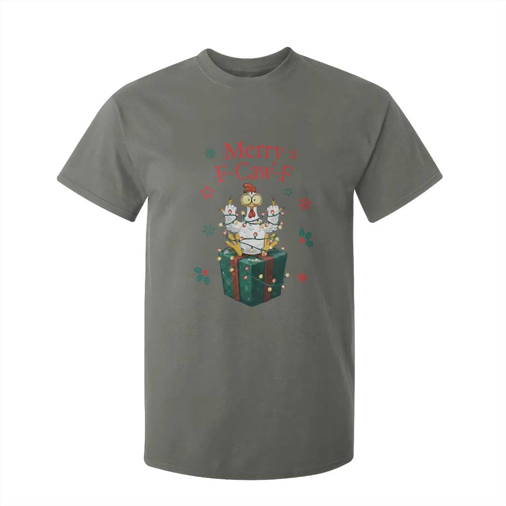Merry F-Caw-F Chicken T Shirt For Kid Funny Christmas Gift TS12 Military Green Print Your Wear
