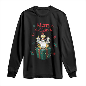 Merry F-Caw-F Chicken Long Sleeve Shirt Funny Christmas Gift TS12 Black Print Your Wear