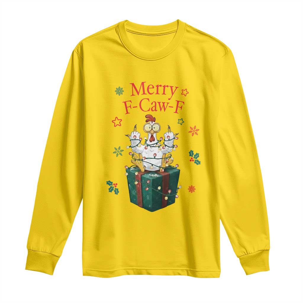 Merry F-Caw-F Chicken Long Sleeve Shirt Funny Christmas Gift TS12 Daisy Print Your Wear