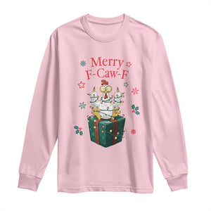 Merry F-Caw-F Chicken Long Sleeve Shirt Funny Christmas Gift TS12 Light Pink Print Your Wear
