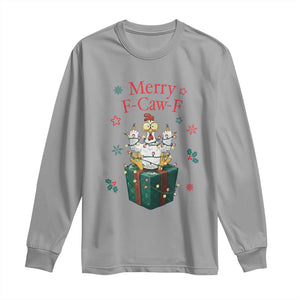 Merry F-Caw-F Chicken Long Sleeve Shirt Funny Christmas Gift TS12 Sport Gray Print Your Wear