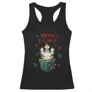 Merry F-Caw-F Chicken Racerback Tank Top Funny Christmas Gift TS12 Black Print Your Wear