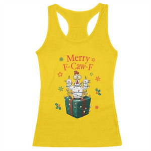 Merry F-Caw-F Chicken Racerback Tank Top Funny Christmas Gift TS12 Daisy Print Your Wear