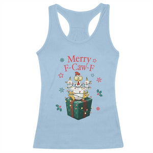 Merry F-Caw-F Chicken Racerback Tank Top Funny Christmas Gift TS12 Light Blue Print Your Wear