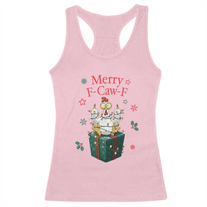 Merry F-Caw-F Chicken Racerback Tank Top Funny Christmas Gift TS12 Light Pink Print Your Wear