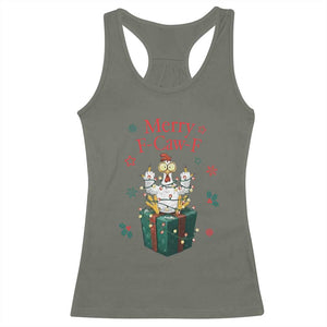 Merry F-Caw-F Chicken Racerback Tank Top Funny Christmas Gift TS12 Military Green Print Your Wear