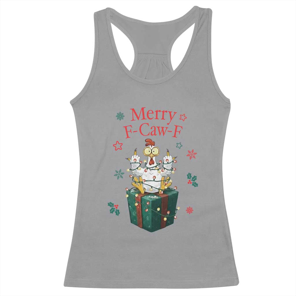 Merry F-Caw-F Chicken Racerback Tank Top Funny Christmas Gift TS12 Sport Gray Print Your Wear