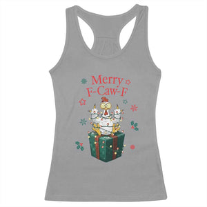 Merry F-Caw-F Chicken Racerback Tank Top Funny Christmas Gift TS12 Sport Gray Print Your Wear