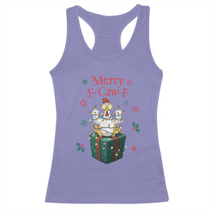 Merry F-Caw-F Chicken Racerback Tank Top Funny Christmas Gift TS12 Violet Print Your Wear