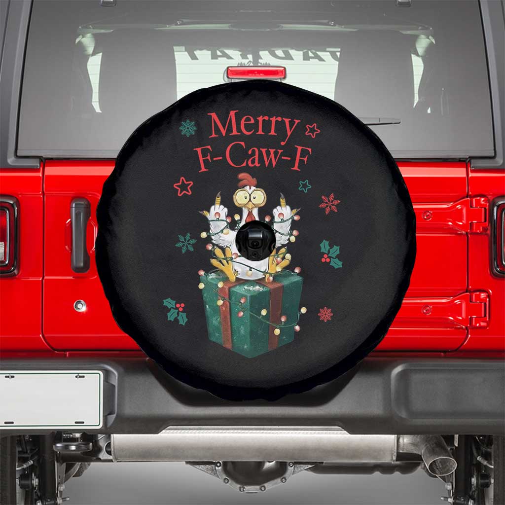 Merry F-Caw-F Chicken Spare Tire Cover Funny Christmas Gift TS12 Black Print Your Wear