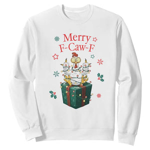 Merry F-Caw-F Chicken Sweatshirt Funny Christmas Gift TS12 White Print Your Wear