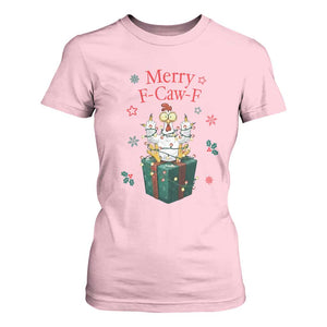 Merry F-Caw-F Chicken T Shirt For Women Funny Christmas Gift TS12 Light Pink Print Your Wear