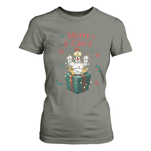 Merry F-Caw-F Chicken T Shirt For Women Funny Christmas Gift TS12 Military Green Print Your Wear