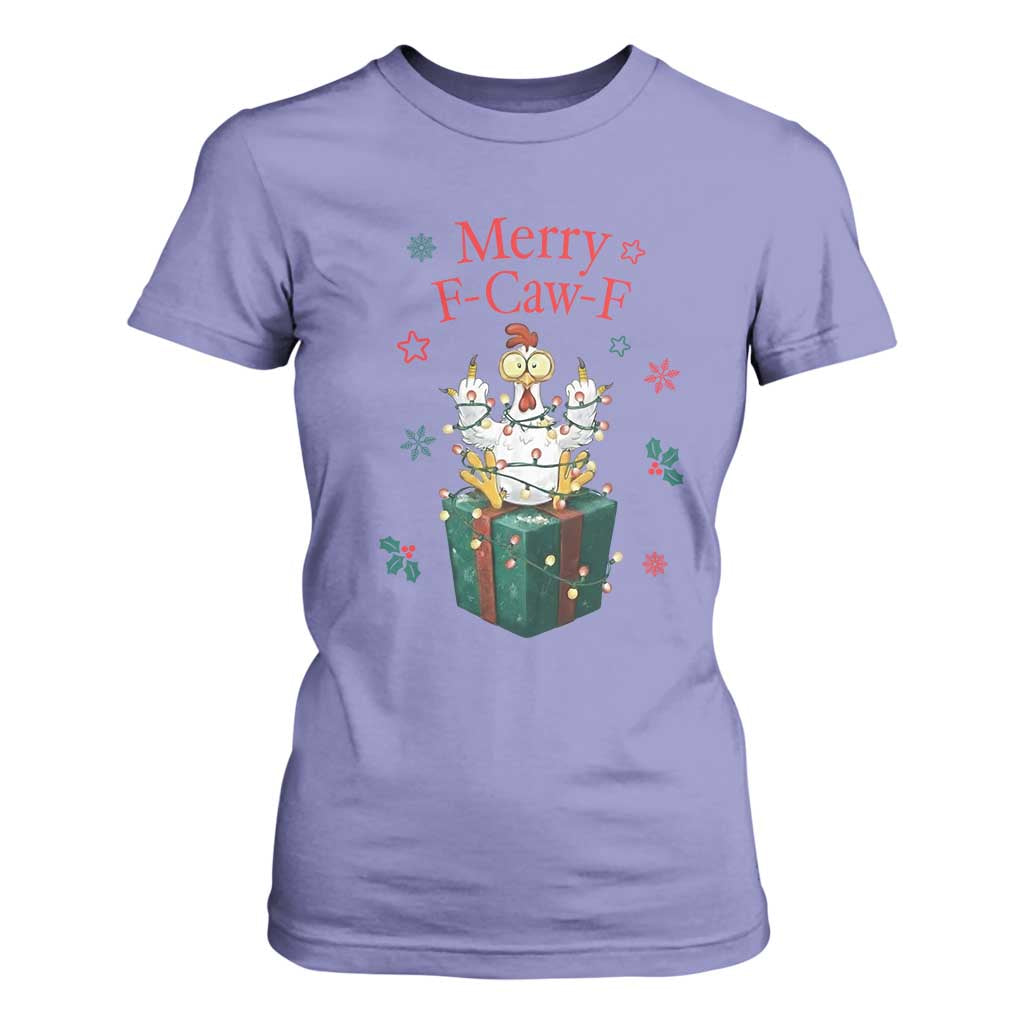Merry F-Caw-F Chicken T Shirt For Women Funny Christmas Gift TS12 Violet Print Your Wear