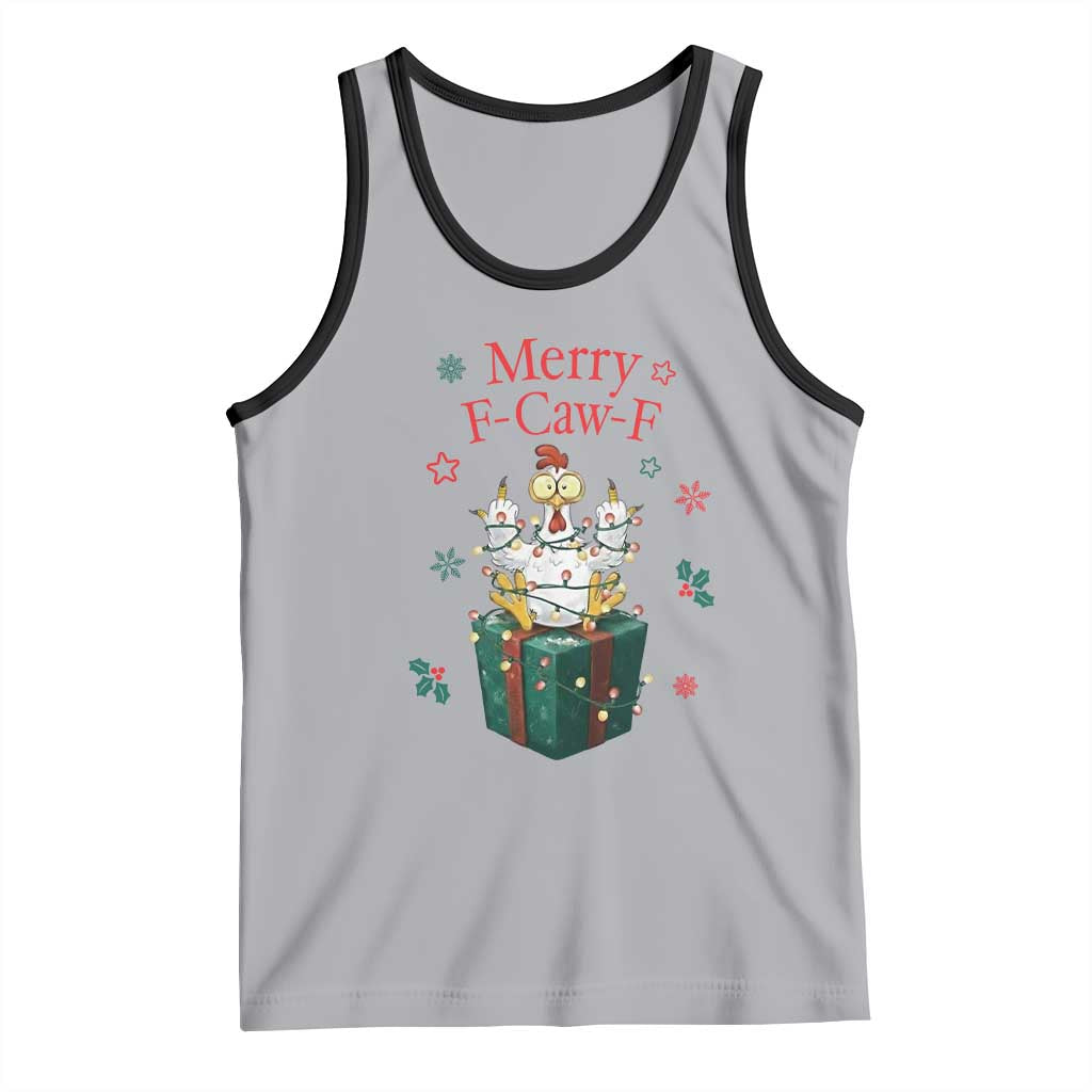 Merry F-Caw-F Chicken Tank Top Funny Christmas Gift TS12 Athletic Heather Black Print Your Wear
