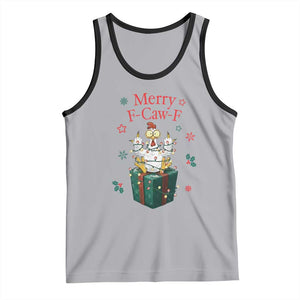 Merry F-Caw-F Chicken Tank Top Funny Christmas Gift TS12 Athletic Heather Black Print Your Wear