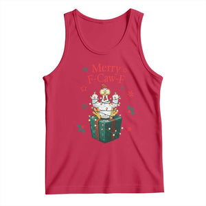 Merry F-Caw-F Chicken Tank Top Funny Christmas Gift TS12 Red Print Your Wear