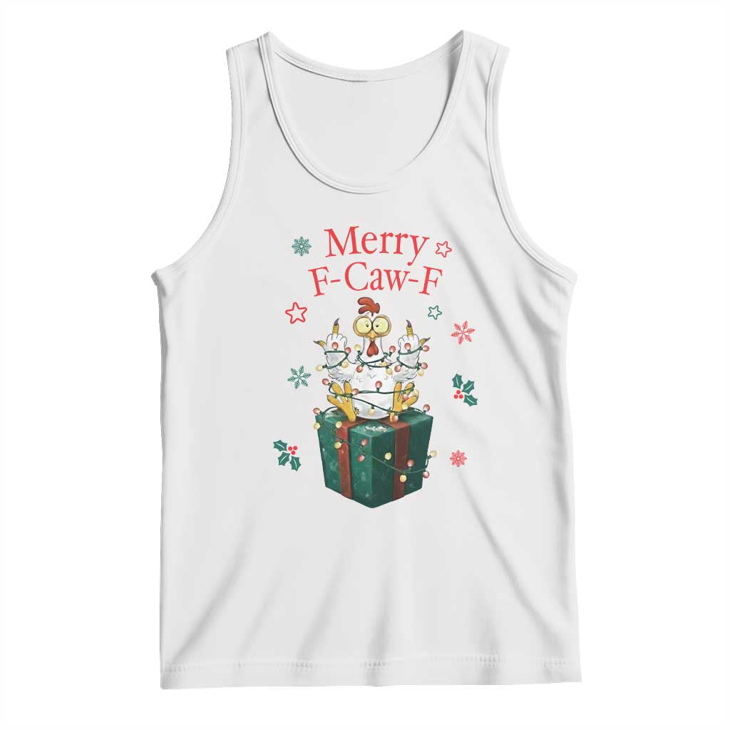Merry F-Caw-F Chicken Tank Top Funny Christmas Gift TS12 White Print Your Wear