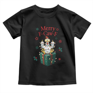 Merry F-Caw-F Chicken Toddler T Shirt Funny Christmas Gift TS12 Black Print Your Wear
