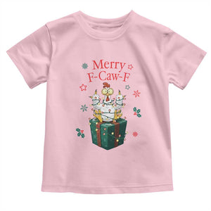 Merry F-Caw-F Chicken Toddler T Shirt Funny Christmas Gift TS12 Light Pink Print Your Wear