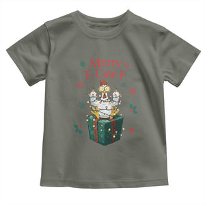 Merry F-Caw-F Chicken Toddler T Shirt Funny Christmas Gift TS12 Military Green Print Your Wear