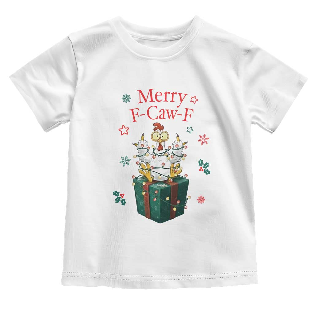 Merry F-Caw-F Chicken Toddler T Shirt Funny Christmas Gift - Print Your Wear