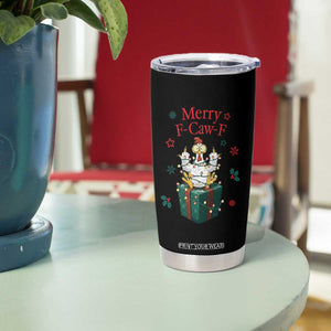 Merry F-Caw-F Chicken Tumbler Cup Funny Christmas Gift - Print Your Wear
