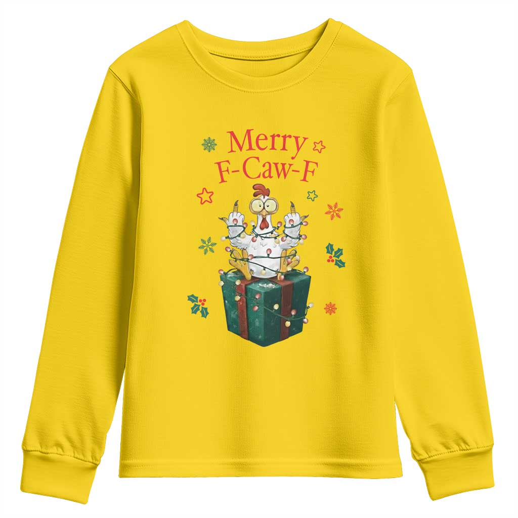Merry F-Caw-F Chicken Youth Sweatshirt Funny Christmas Gift TS12 Daisy Print Your Wear