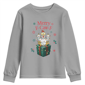 Merry F-Caw-F Chicken Youth Sweatshirt Funny Christmas Gift TS12 Sport Gray Print Your Wear