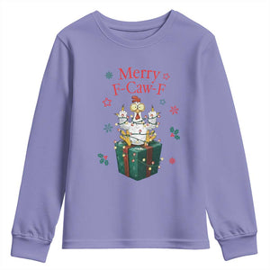 Merry F-Caw-F Chicken Youth Sweatshirt Funny Christmas Gift TS12 Violet Print Your Wear