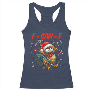 Funny F Caw F Chicken Meme Racerback Tank Top Christmas Gift TS12 Navy Print Your Wear