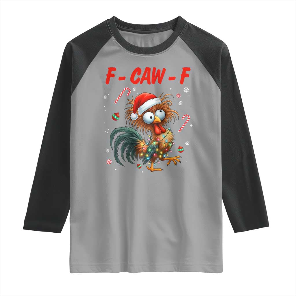 Funny F Caw F Chicken Meme Raglan Shirt Christmas Gift TS12 Sport Gray Black Print Your Wear