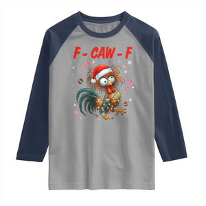 Funny F Caw F Chicken Meme Raglan Shirt Christmas Gift TS12 Sport Gray Navy Print Your Wear