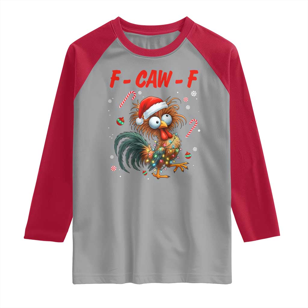 Funny F Caw F Chicken Meme Raglan Shirt Christmas Gift TS12 Sport Gray Red Print Your Wear