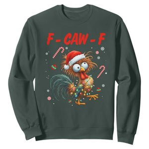 Funny F Caw F Chicken Meme Sweatshirt Christmas Gift TS12 Dark Forest Green Print Your Wear