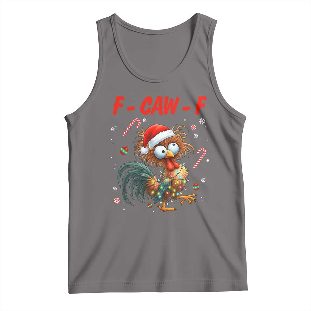Funny F Caw F Chicken Meme Tank Top Christmas Gift TS12 Deep Heather Print Your Wear