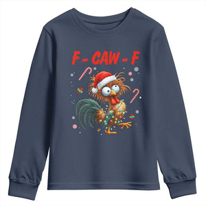 Funny F Caw F Chicken Meme Youth Sweatshirt Christmas Gift TS12 Navy Print Your Wear
