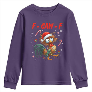 Funny F Caw F Chicken Meme Youth Sweatshirt Christmas Gift TS12 Purple Print Your Wear