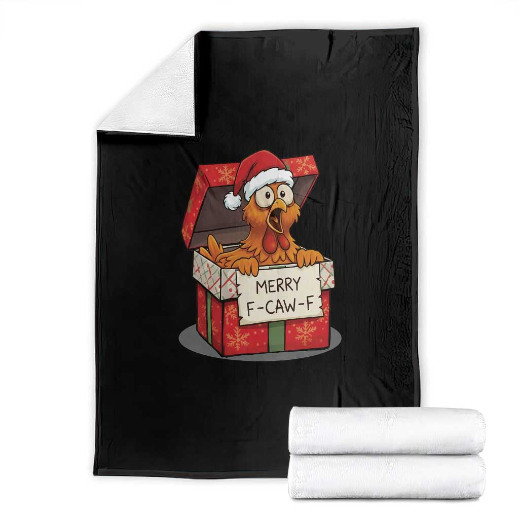 Merry F Caw F Santa Chicken Throw Blanket Funny Christmas Gift TS12 Black Print Your Wear