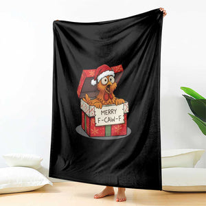 Merry F Caw F Santa Chicken Throw Blanket Funny Christmas Gift - Print Your Wear