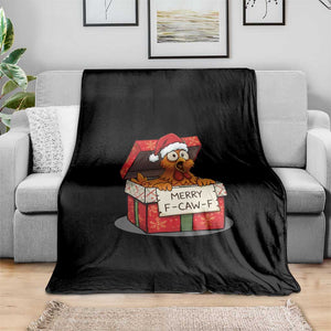 Merry F Caw F Santa Chicken Throw Blanket Funny Christmas Gift - Print Your Wear