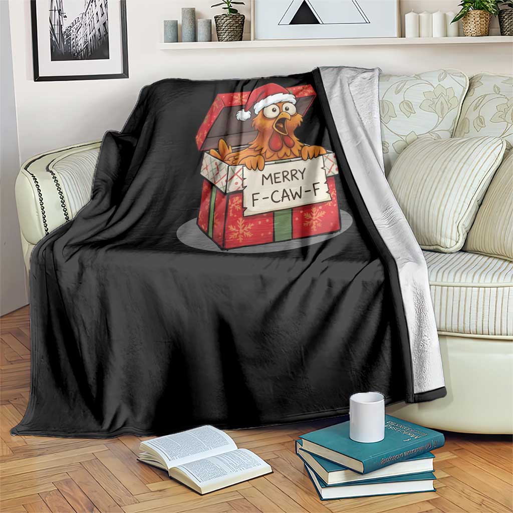 Merry F Caw F Santa Chicken Throw Blanket Funny Christmas Gift TS12 Print Your Wear