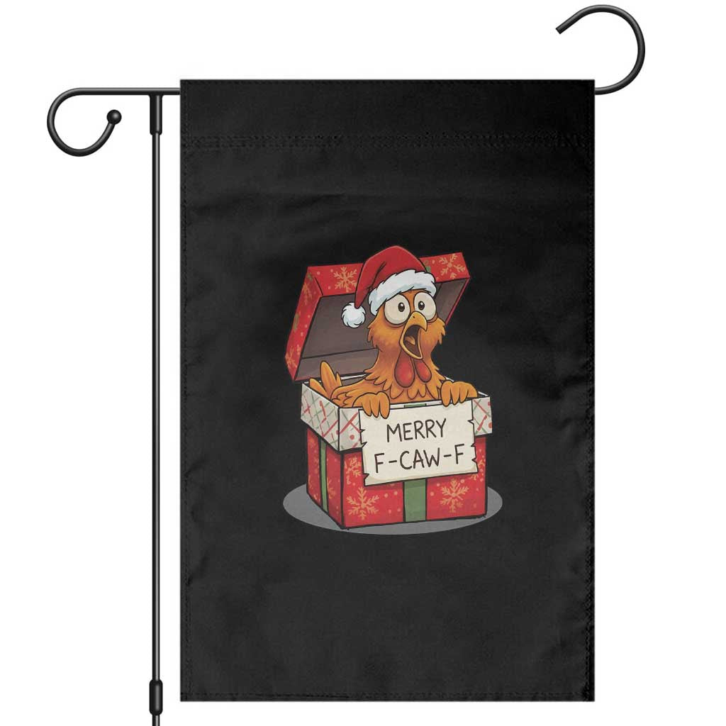 Merry F Caw F Santa Chicken Garden Flag Funny Christmas Gift - Print Your Wear