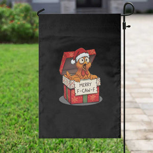 Merry F Caw F Santa Chicken Garden Flag Funny Christmas Gift - Print Your Wear