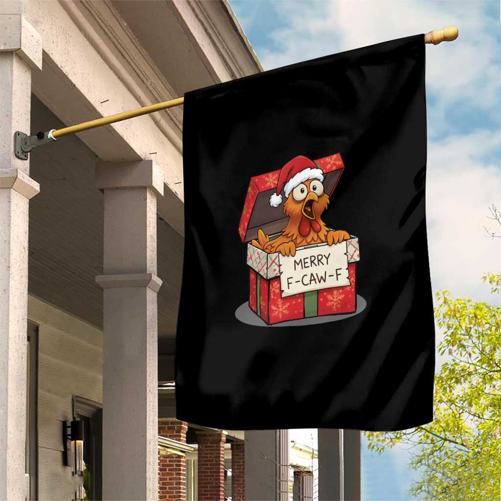 Merry F Caw F Santa Chicken Garden Flag Funny Christmas Gift TS12 Print Your Wear