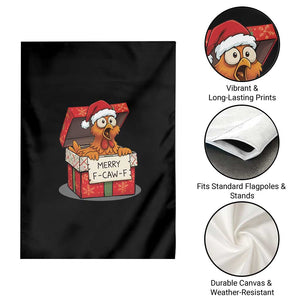 Merry F Caw F Santa Chicken Garden Flag Funny Christmas Gift - Print Your Wear