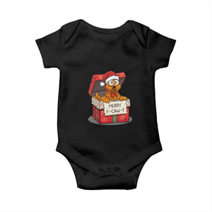 Merry F Caw F Santa Chicken Baby Onesie Funny Christmas Gift TS12 Black Print Your Wear