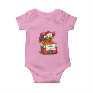 Merry F Caw F Santa Chicken Baby Onesie Funny Christmas Gift TS12 Light Pink Print Your Wear