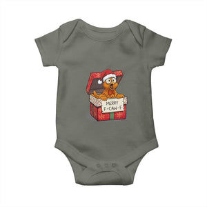Merry F Caw F Santa Chicken Baby Onesie Funny Christmas Gift TS12 Military Green Print Your Wear